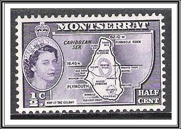 Montserrat #146 QE II & Map MNH