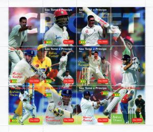 St.Thomas & Principe 2004 Cricket Sheetlet (9+3L) Perforated MNH