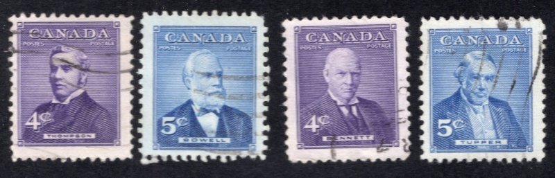 Canada 1954-55 Portraits, Scott 349-350, 357-358 used, value = $1.00