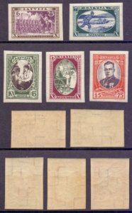 Latvia 1932 Aizsargi 10 ann military corps set of 5 imperforated stamps (*)