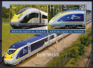 Chad 2018 Eurostar High Speed Trains 2v Souvenir Sheet Perforated MNH