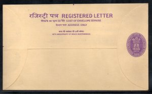 India 1997 600+100p Anni. of Independence Postal Stationery Regd Env FD Can#7326