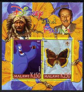 MALAWI SHEET DISNEY BUTTERFLIES INSECTS