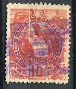 GUATEMALA; 1886 classic Quetzal Coat of Arms issue fine used 10c. value