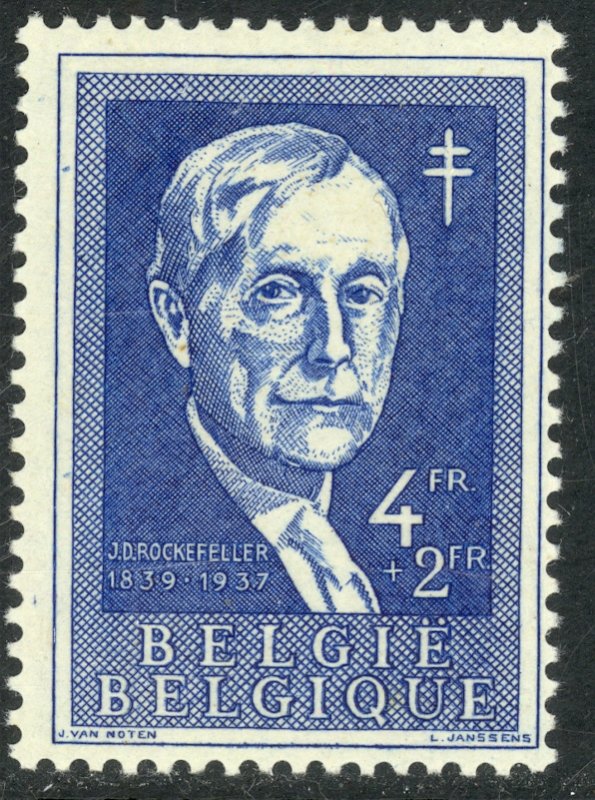 BELGIUM 1955 4fr+2fr John D. Rockefeller Anti TB Semi Postal Sc B584 MLH