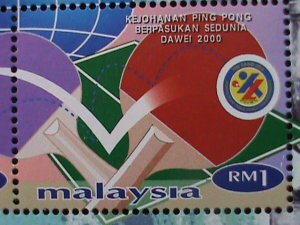 ​MALAYSIA-2000-DAWEI'2000 WORLD TABLE TENNIS CHAMPIONSHIP MNH S/S VERY FINE