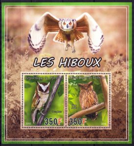 Djibouti 2013 Birds Owls Sheet MNH
