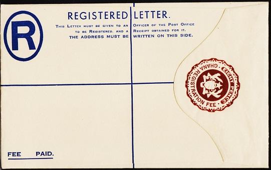 Ghana. Registered Envelope(8d) Unused