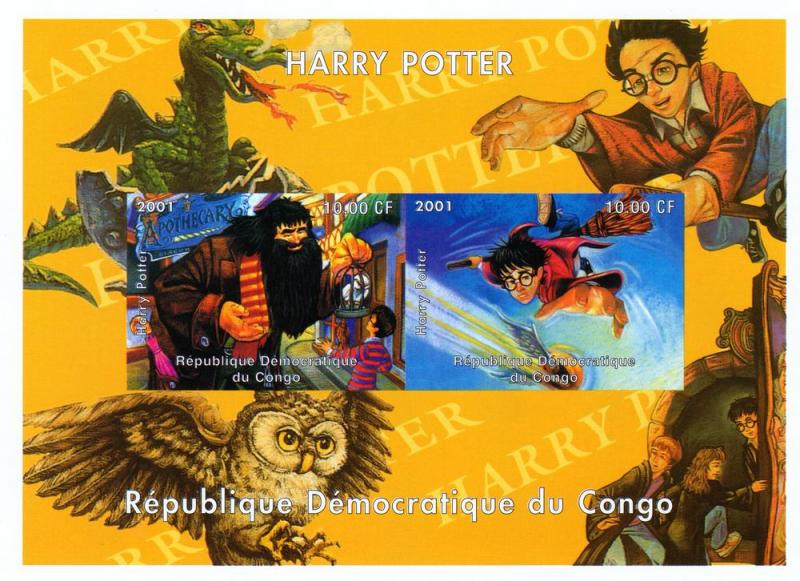 Congo D.R. 2001  Harry Potter - OWL Souvenir Sheet Imperforated MNH