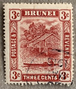 Brunei scarce 1917 3c Type II with nice 1918 cds. Scott 18a, CV $45.00.  SG 38