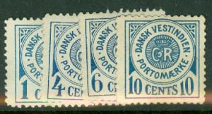 Danish West Indies J1-4 unused no gum CV $60