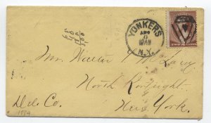 1884 Yonkers NY #210 cover fancy triangle cancel [y8783]