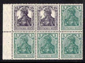 Germany 1917 Germania Booklet Pane 15pf(2) + 5pf(4) Michel H-Blatt 17 Mint H