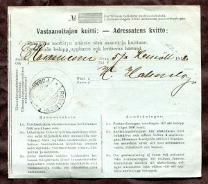 d358 - FINLAND 1916 Parcel Receipt. Turku - Rovaniemi