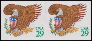 US 2596 Eagle & Shield green 29c horz pair MNH 1992