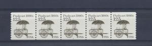 United States, 2133, 12.5c Pushcart Plt.Strip of 5 Plt# 2, *MNH*