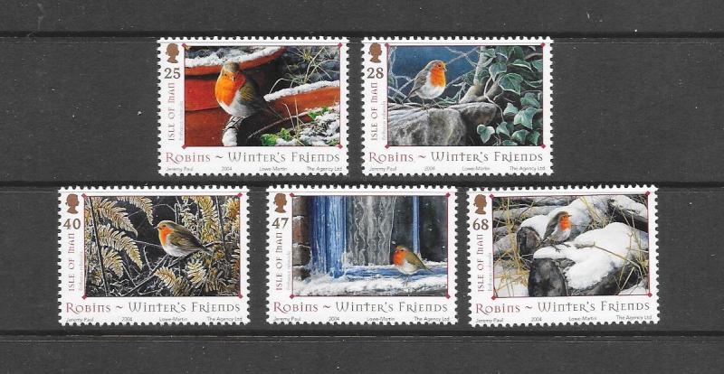 BIRDS - ISLE OF MAN-ROBINS #1069-73   MNH