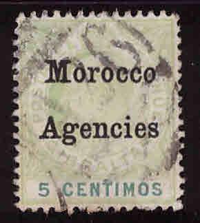 British Offices in Morocco Scott 27 Used tear at left of Agencies