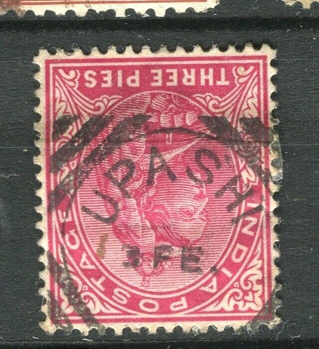 INDIA; 1890s classic QV issue fine used 3p. value fine UPASHI POSTMARK