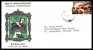 Barbuda 234c US Bicentennial Typed FDC