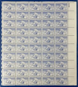 Scott C43 UNIVERSAL POSTAL UNION Sheet of ￼50 ￼US 15¢ Airmail Stamps MNH 1949