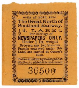 (I.B) Great North of Scotland Railway : Newspaper Parcel ½d