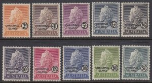 Christmas Island 1-10 QEII mint