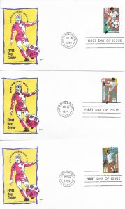 1994 FDC, #2834-2836, 29c-50c World Cup Soccer, House of Farnam (3)