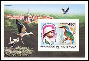 Upper Volta C215, MNH imperf., Albert Schweitzer and Birds souvenir sheet