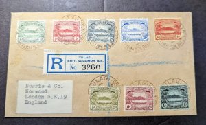 1913 Registered British Solomon Islands Cover Tulagi to London England