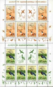 EUROPA 1999 by Romania Mini-sheets Ducks MNH