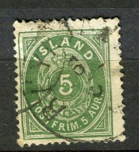 ICELAND; 1870s early classic issue used Shade of 5aur. value