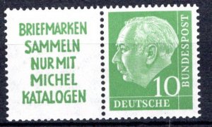 Germany Bund Scott # 708, label R2, mint nh, se-tenant, W5