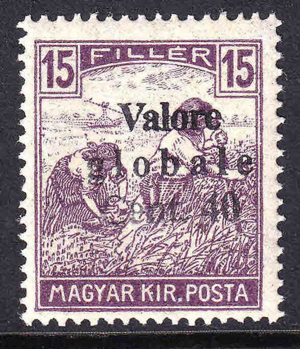 HUNGARY 114 FIUME OVERPRINT VALORE GLOBAL CENT. 40 OG NH U/M F/VF