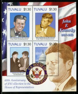 TUVALU 60th ANN OF JFK'S ELECTION TO THE HOUSE  SHEET  MINT NEVER  HINGED