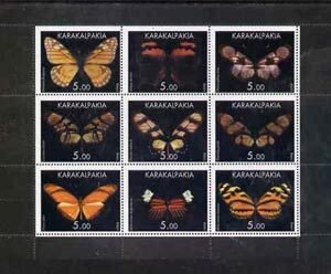 KARAKALPAKIA - 1998 - Butterflies #4 - Perf 9v Sheet - Mint Never Hinged