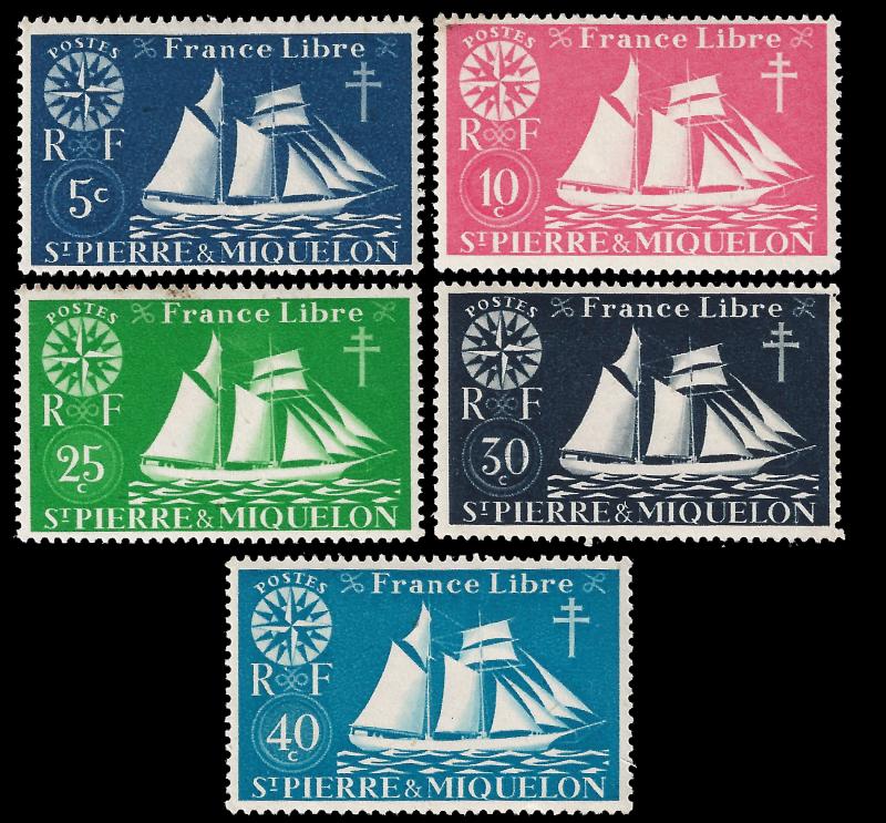 St Pierre & Miquelon 1942 Sc 300-04 mh f short set