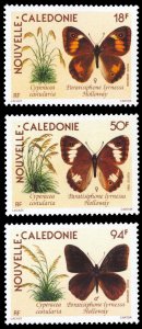 New Caledonia Butterflies 1990 Scott #626-628 Mint Never Hinged