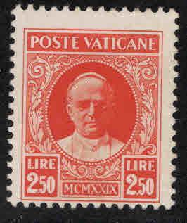 Vatican City Scott 11 MNH** 1929 Pope Piux XI  stamp