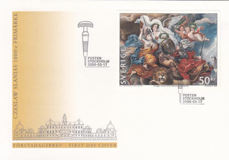 Sweden 2000 FDC Sc #2374 1000th Postage stamp by Czeslaw Slania