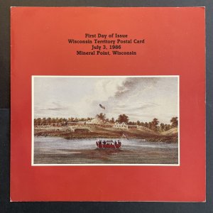 1986 Wisconsin Territory Postal Card First Day Ceremony Program Sc# UX113