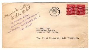 US AUTOGRAPH PILOT GLIDER MAURICE W. COLLINS 1-18-31 GLENDALE FROM MT. VERDUGO