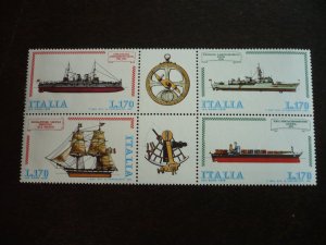 Stamps - Italy - Scott# 1326a - Mint Never Hinged Block of 4 Stamps & 2 Labels