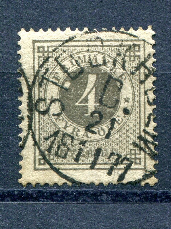 Sweden  #18 var  XF  Used  white dot next to numeral - Lakeshore Philatelics