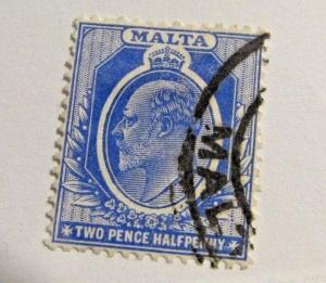 MALTA Sc #36 Θ used , 2 pence ½ penny,  Royalty, postage stamp, Fine +