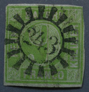 Bavaria #6 FN Used Yellow Green Numeral Cancel