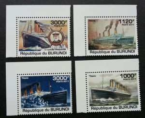 Burundi Sinking Ship 2011 Movie Transport Vehicle (stamp margin) MNH