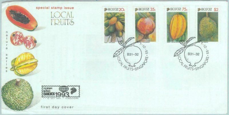 84443 -  SINGAPORE  - Postal History - FDC COVER w/ Information 1993 - FRUIT