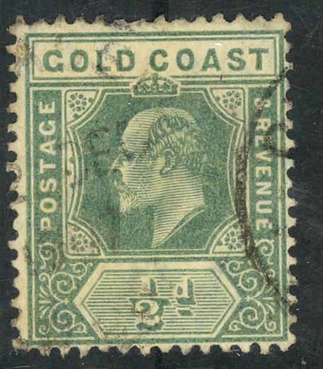 GOLD COAST 1907-13 KEDVII 1/2d Green Portrait Issue Sc 56 VFU