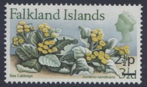 Falkland Is-Scott 201-Flowers-Overprint1971-MVLH-Single 2.1/2p on a 3.1/2p Stamp